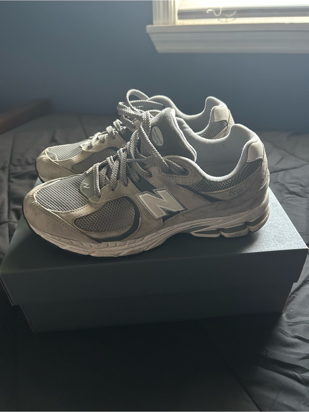 New Balance Men's Grey Mesh & Suede Sneakers